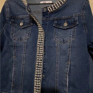 Blue Jean Jacket with pearl Accents (sizes:S-XL)